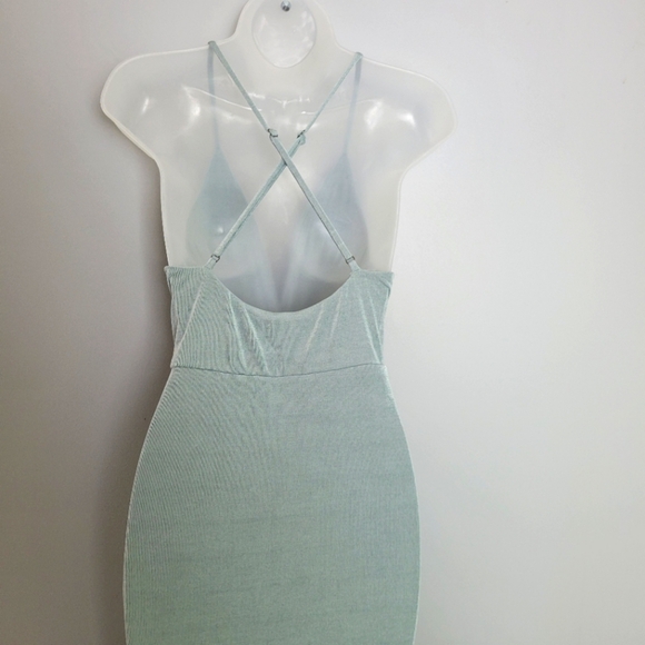 NWT Lulus Size L Slate Blue Surplice Midi Dress - Picture 4 of 7